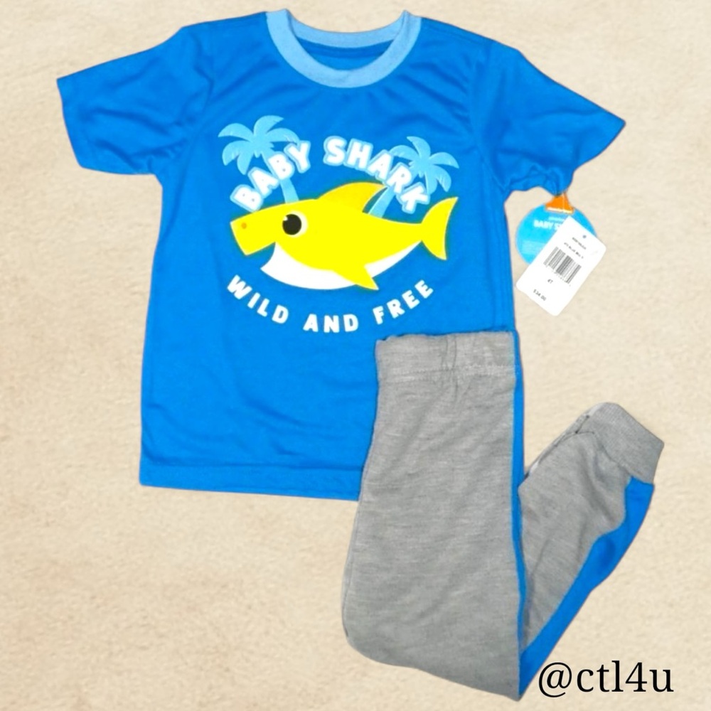 Happy Threads pinkfong Baby Shark Short Sleeve 2 Piece Pajama Set Size 4T